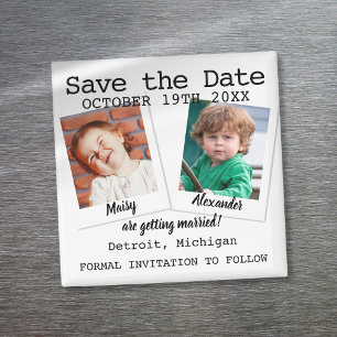 Moderne lustige Kindheitsfotos Hochzeit Save The D Magnet