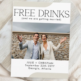 Moderne lustige Kostenlose Getränke Hochzeit Termi Postkarte