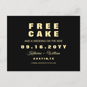 Moderne Lustige Kostenlose Torte Hochzeit Save the Ankündigungspostkarte