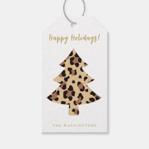 Moderne lustige Leoparden-Muster-Weihnachtsbaum Geschenkanhänger