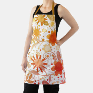 Moderne lustige orange Blumen Koch Inspirivity Schürze