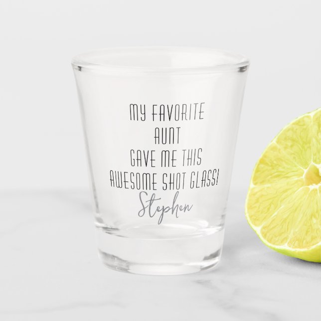 Moderne lustige personalisierte [Geschenke/Karten] Schnapsglas (Vorderseite)