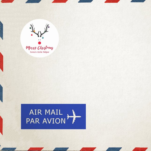 Moderne lustige Santas-Helferrinder auf Weiß Runder Aufkleber (Von Creator hochgeladen)