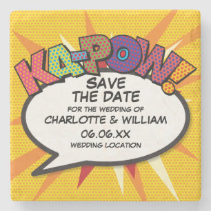 Moderne lustige Save-the-Date-Karte Steinuntersetzer