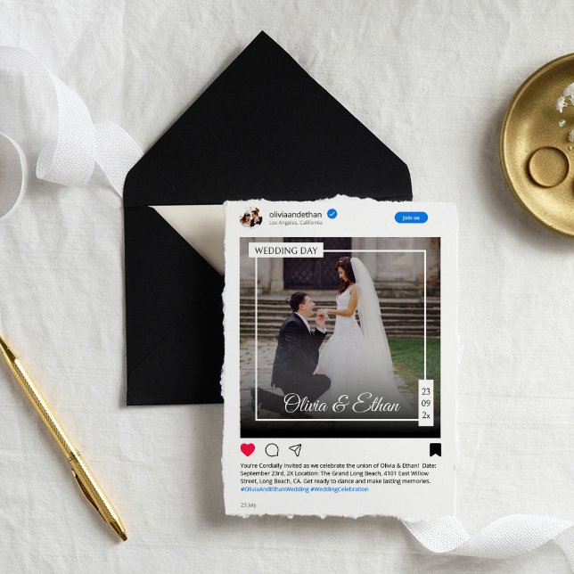 Moderne, lustige Social Media Hochzeit Einladung (Von Creator hochgeladen)