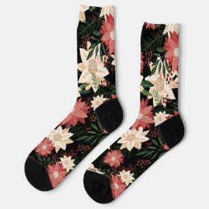 Moderne lustige Weihnachts-Poinsettie-Feier Socken