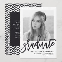 Moderne Luxe Black Script Graduation Party