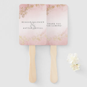 Moderne Luxe Gold Flecks Blush Pink Mist Hochzeit Fächer
