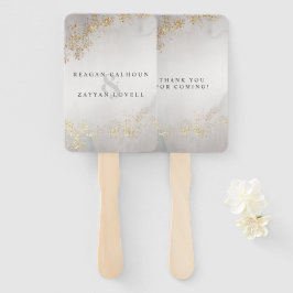 Moderne Luxe Gold Flecks Gray Mist Wedding Fächer