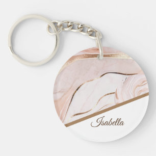 Moderne Luxe Marble Rose Gold Schlüsselanhänger