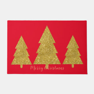 Moderne luxuriöse goldene Bäume glänzen rot Fußmatte