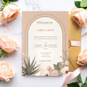 Moderne luxuriöse Wüstenblumen-Hochzeit Einladung