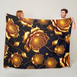 Moderne Luxus Big Gold Rose Collection Fleecedecke