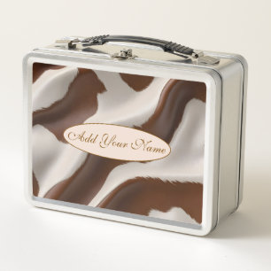 Moderne Luxus Elegante Faux-Rindleder-Kollektion Metall Brotdose