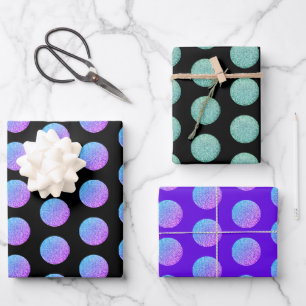 Moderne Luxus-Funkeln Lila Glitter Polka Dots  Geschenkpapier Set