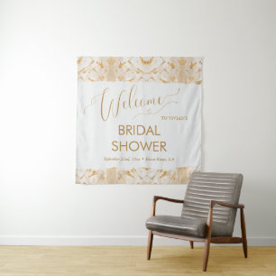 Moderne Luxus Gold Abstract Brautparty Willkommen Wandteppich