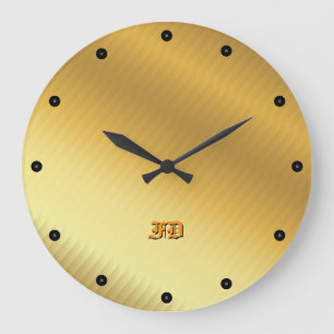 Moderne Luxus-Gold-Gradient-Gotik-Monogramm Große Wanduhr