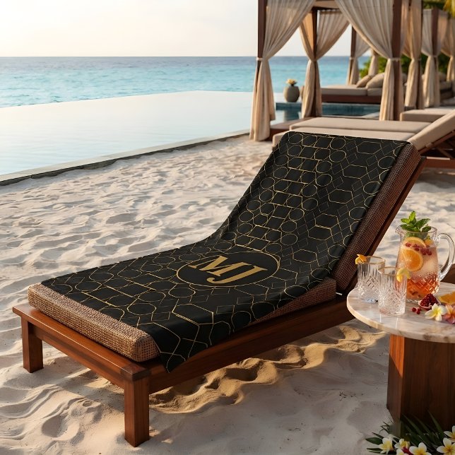 Moderne Luxus-Gold-Monogramm personalisiert Strandtuch (Von Creator hochgeladen)