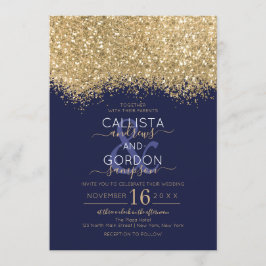 Moderne Luxus Gold Navy Glitzer Confetti Wedding Einladung
