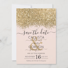 Moderne Luxus Gold Pink Glitzer Confetti Wedding Save The Date