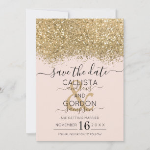 Moderne Luxus Gold Rosa Glitter Konfetti Hochzeit Save The Date