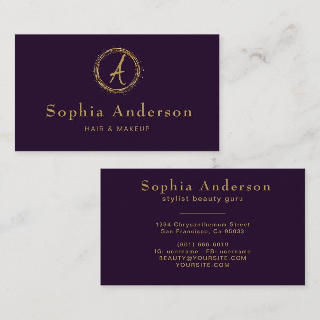 Moderne Luxus Golden & Black Business Card Visitenkarte (Vorne/Hinten)
