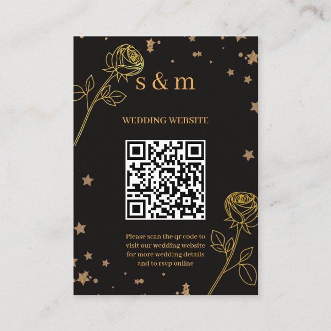 Moderne Luxus-Goldfolie-QR-Code-Hochzeitswebsite Begleitkarte (Vorderseite)