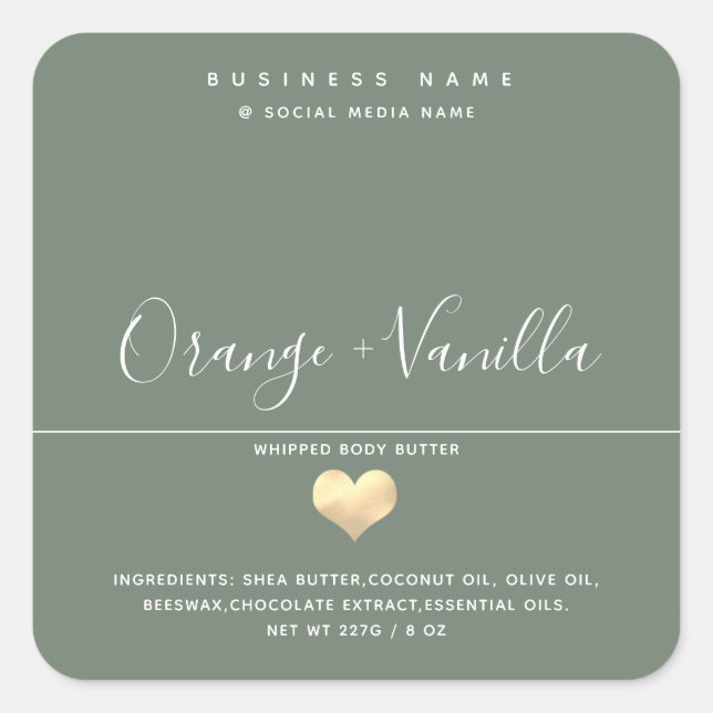 Moderne Luxus-Goldherz-Typografie Quadratischer Aufkleber (Vorderseite)