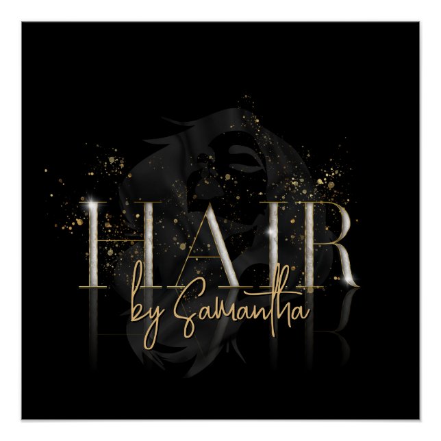 moderne Luxus-Haarstylist-Rose Goldtypografie Poster (Vorderseite)