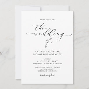 Moderne Luxus-Hochzeit Elegante Kalligrafie-Schrif Einladung