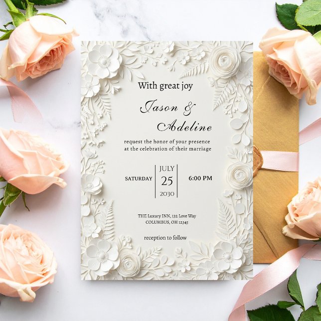 Moderne Luxus-Hochzeit mit Blumen Einladung (Von Creator hochgeladen)