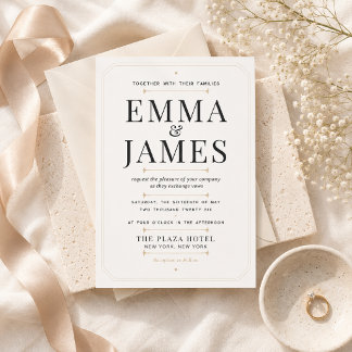 Moderne Luxus-Hochzeitseinladung mit Serifenschrif Einladung