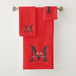 Moderne Luxus-Monogramm-Farbabstimmung Badhandtuch Set