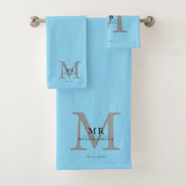 Moderne Luxus-Monogramm-Farbabstimmung Badhandtuch Set
