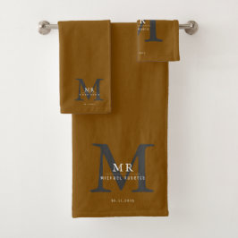Moderne Luxus-Monogramm-Farbabstimmung Badhandtuch Set