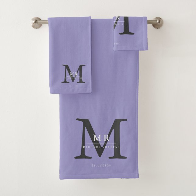 Moderne Luxus-Monogramm-Farbabstimmung Badhandtuch Set (Insitu)