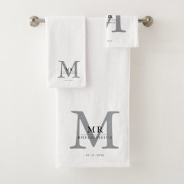 Moderne Luxus-Monogramm-Farbabstimmung Badhandtuch Set