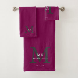 Moderne Luxus-Monogramm-Farbabstimmung Badhandtuch Set