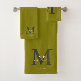 Moderne Luxus-Monogramm-Farbabstimmung Badhandtuch Set