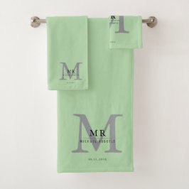 Moderne Luxus-Monogramm-Farbabstimmung Badhandtuch Set