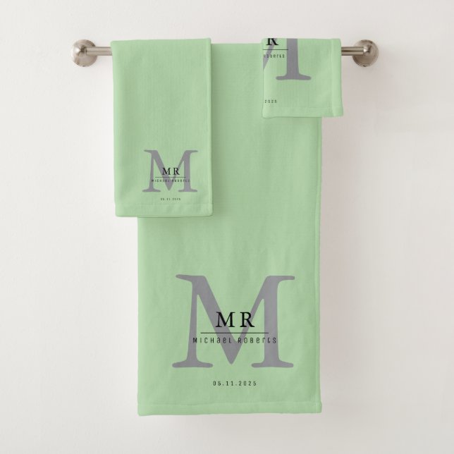 Moderne Luxus-Monogramm-Farbabstimmung  Badhandtuch Set (Insitu)