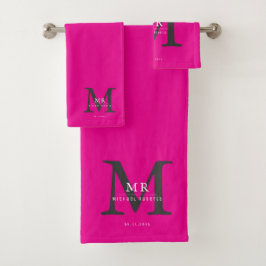 Moderne Luxus-Monogramm-Farbabstimmung Badhandtuch Set