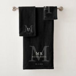Moderne Luxus-Monogramm-Farbabstimmung Badhandtuch Set
