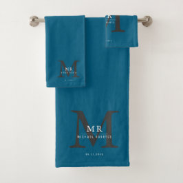 Moderne Luxus-Monogramm-Farbabstimmung Badhandtuch Set
