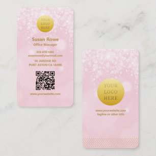 Moderne Luxus-Rosa-Bokeh-Bälle QR-Code Visitenkarte