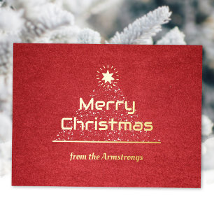 Moderne Luxus Schrift Frohe Weihnachten Bordeaux Folien Feiertagspostkarte