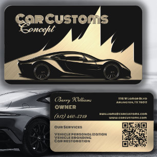 Moderne Luxus-Schwarz-Gold geprägte Autokarte Visitenkarte