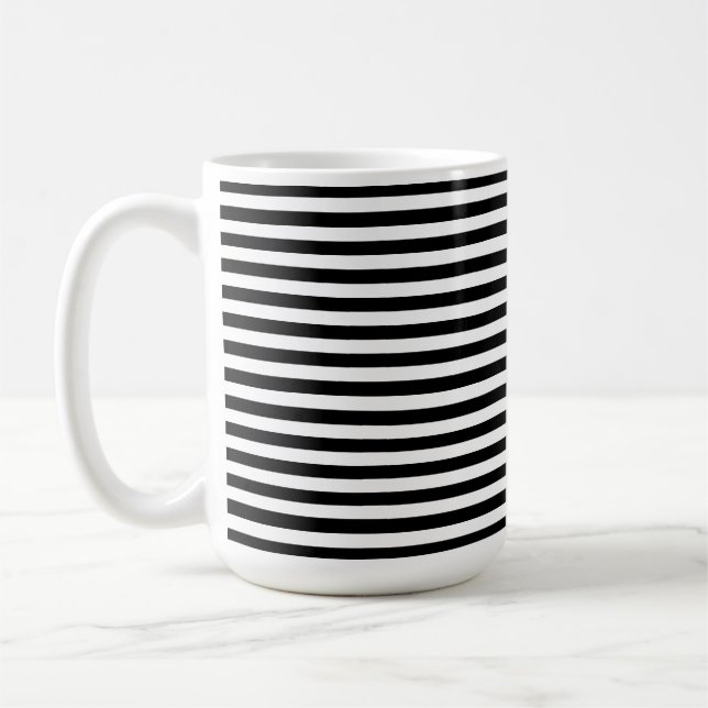 Moderne Luxus Schwarz-Weiß Streifen Muster Tasse (Links)