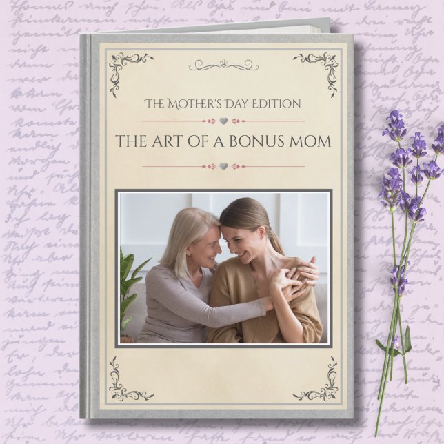 Moderne Luxus-Stiefmutter-Geschichtenbuch Mutterta Karte (Premium Silver Stepmom Mother's Day Card | The Art of a Bonus Mom Modern Storybook Photo Keepsake)