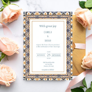 Moderne Luxus-Talavera-Fliesen-Hochzeit Einladung